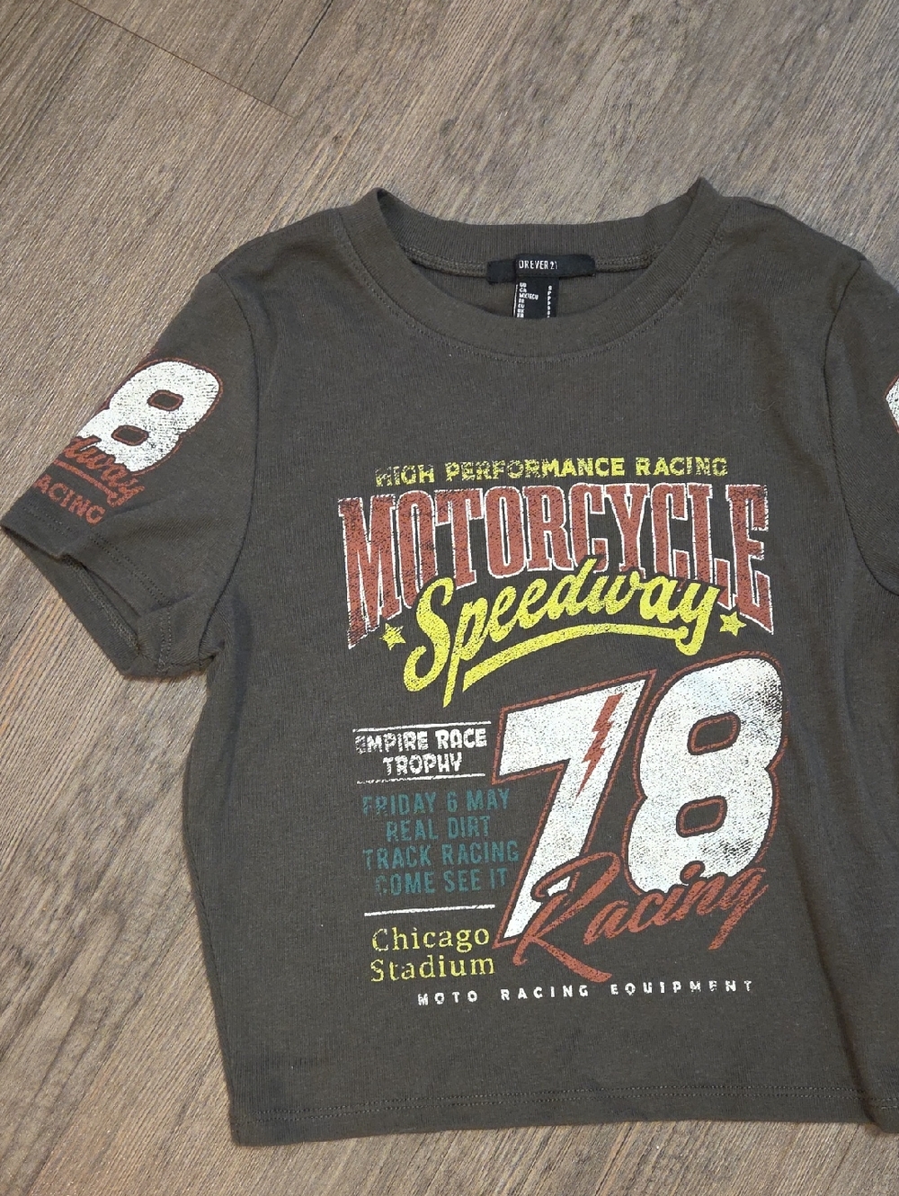 F21 • Motorcycle Speedway Racing Graphic Cropped Tee